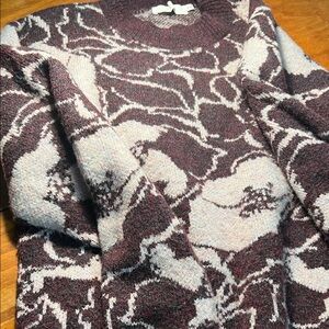 Astr Maroon and Lilac Knit Sweater Saira Wool Blend Pullover